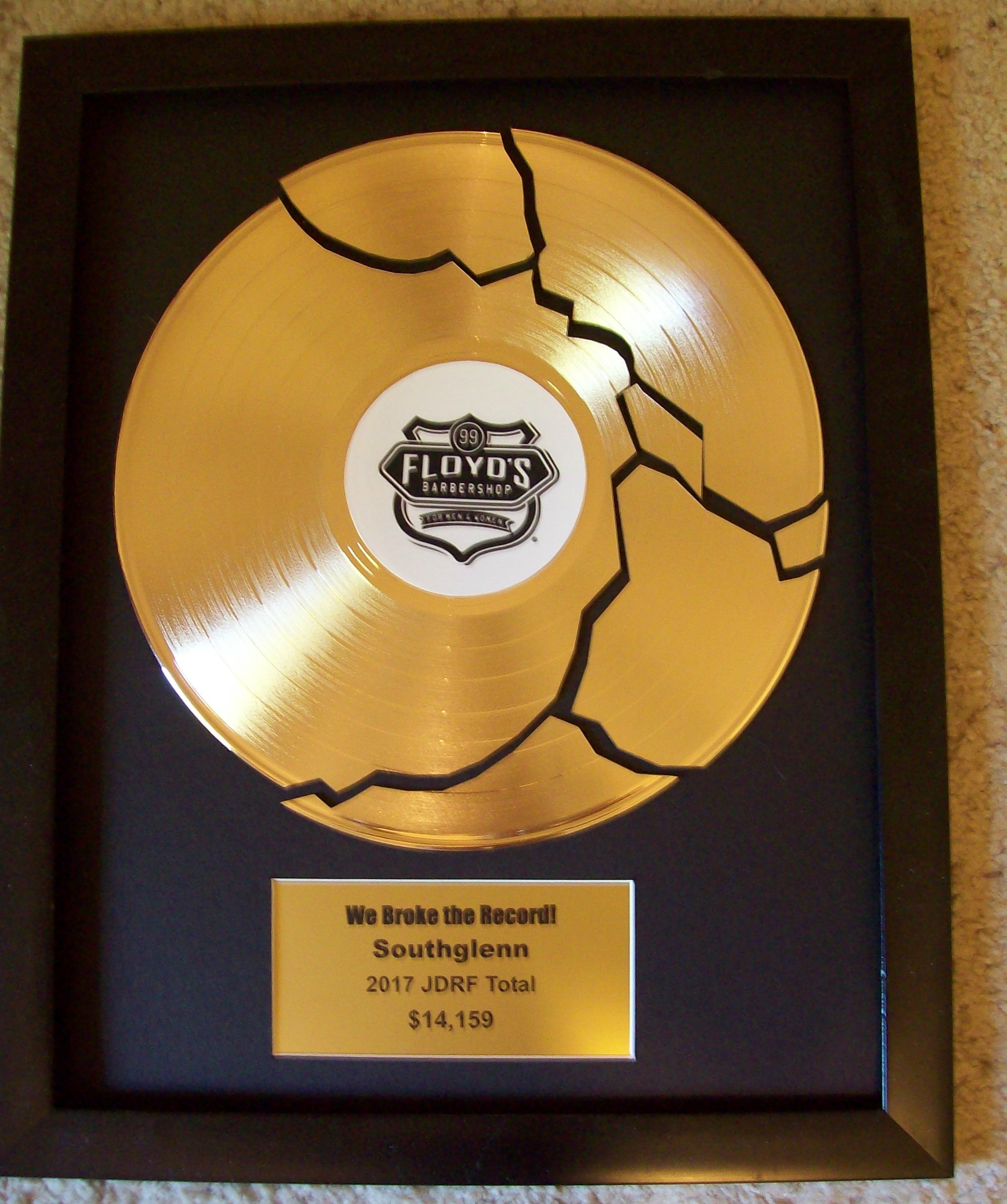Image for Custom Gold Broken Record Award/Trophy